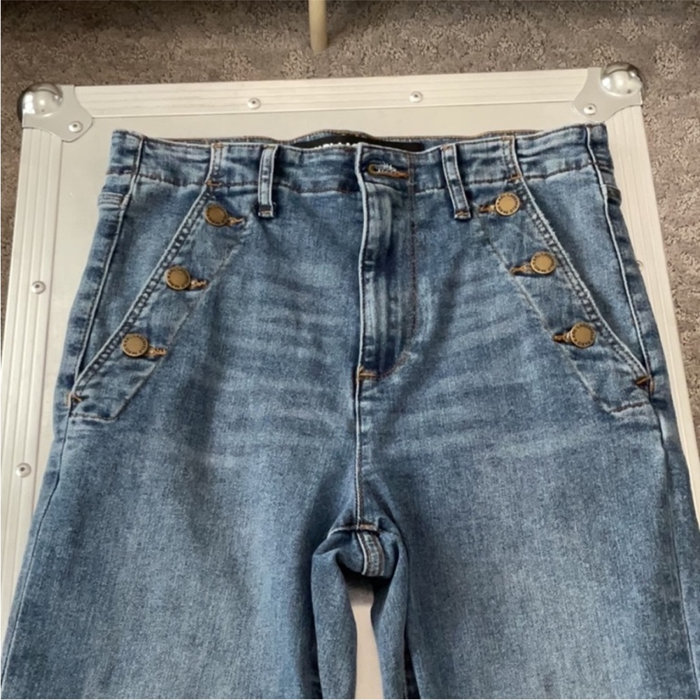 Karl Lagerfeld Blue Denim Jeans with Button Detail - Picture 2 of 6